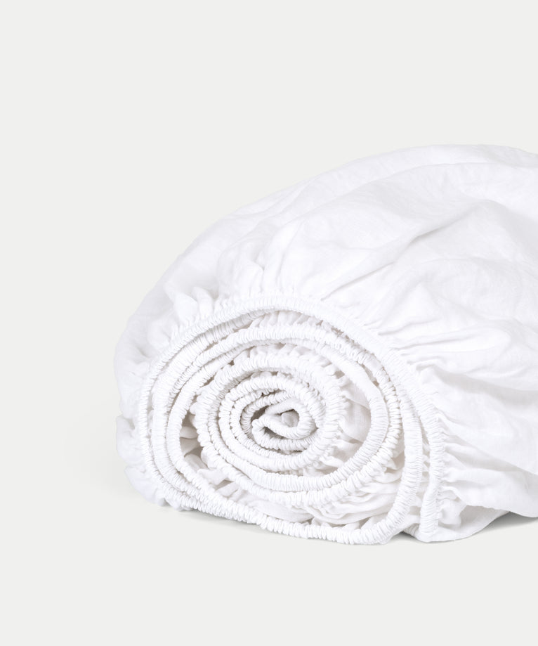Spannbettlaken 100% Gewaschenes Leinen | Weiß