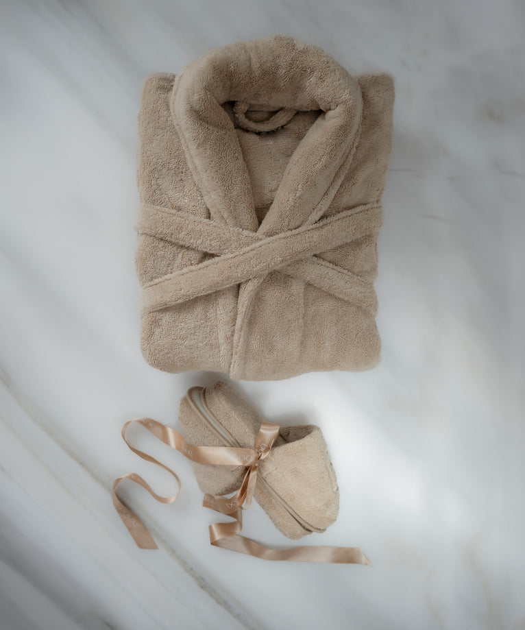 Badjas en sloffen cadeauset | Latte