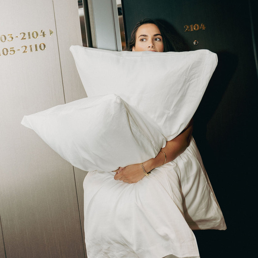 2er-Set Kissenbezüge Hotel Okura Ägyptische Baumwolle Satin 600 TC | Weiß
