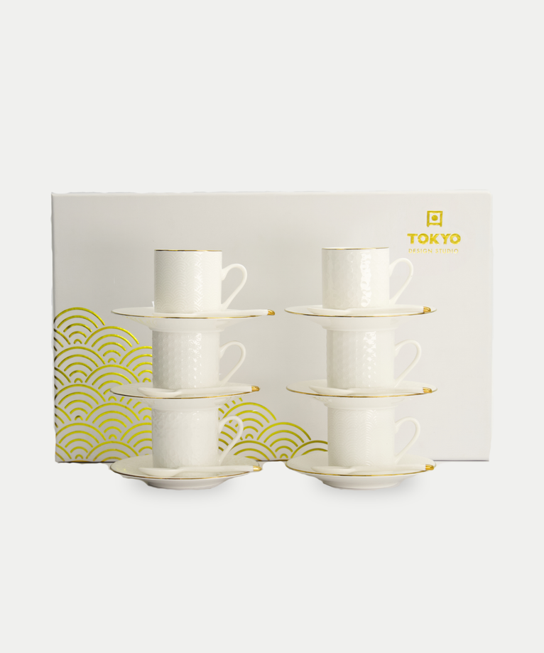 18-teiliges Tokyo Design Studio Espressoset – Nippon White Gold Rim