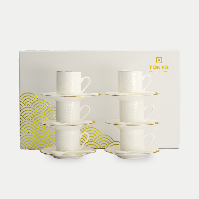 Tokyo Design Studio – Nippon White Gold Rim Espresso-Set (18-teilig)