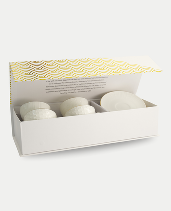 Tokyo Design Studio – Nippon White Gold Rim Tassen- und Untertassen-Set Star Lines (8-teilig)