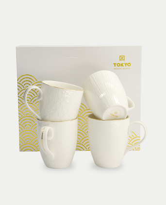 Tokyo Design Studio – Nippon White Gold Rim Tassen-Set (4-teilig)