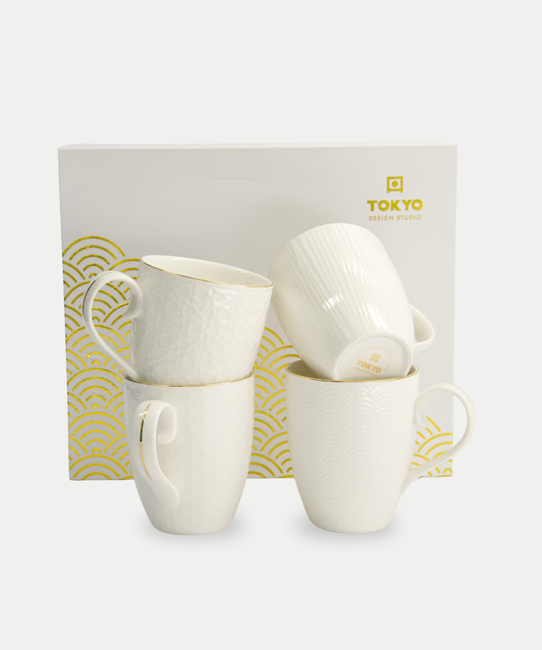 Tokyo Design Studio – Nippon White Gold Rim Tassen-Set (4-teilig)