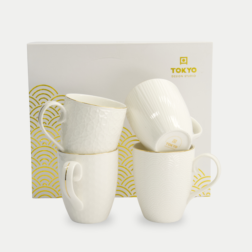 Tokyo Design Studio – Nippon White Gold Rim Tassen-Set (4-teilig)