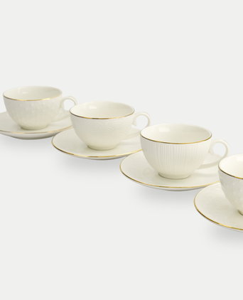 Tokyo Design Studio – Nippon White Gold Rim Tassen- und Untertassen-Set Star Lines (8-teilig)