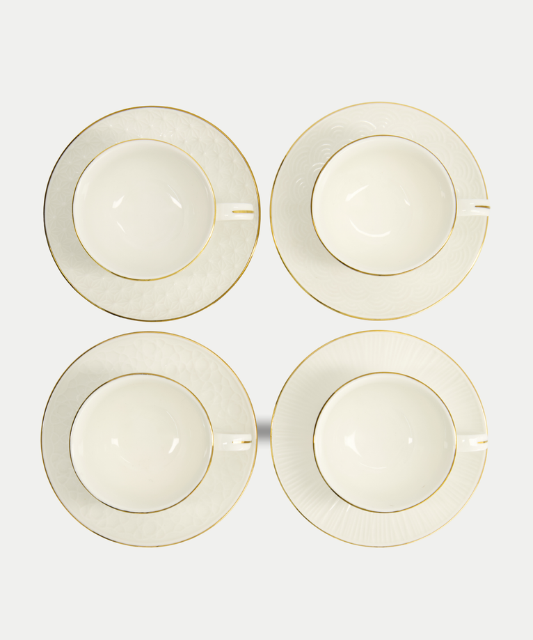 Tokyo Design Studio – Nippon White Gold Rim Tassen- und Untertassen-Set Star Lines (8-teilig)