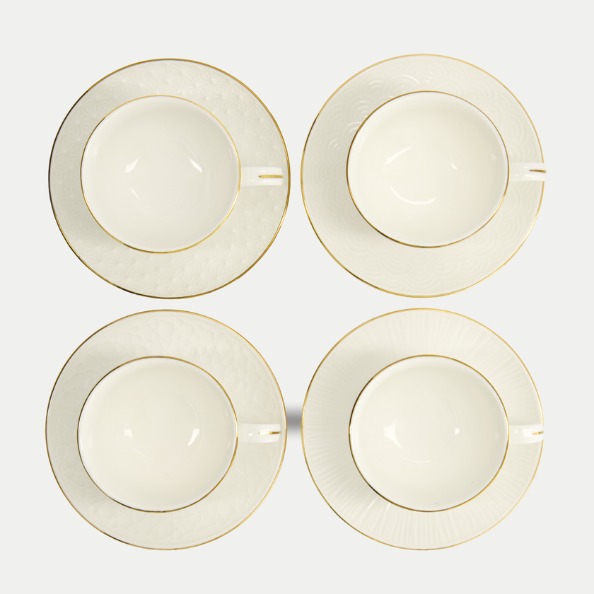 Tokyo Design Studio – Nippon White Gold Rim Tassen- und Untertassen-Set Star Lines (8-teilig)