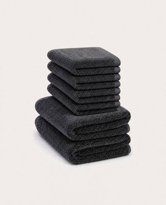 Gästehandtücher Zero-Twist-Baumwolle 30x30 cm (4 St.) + 40x60 cm (2 St.) | Anthrazit