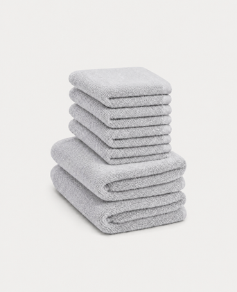 Gästehandtücher Zero-Twist-Baumwolle 30x30 cm (4 St.) + 40x60 cm (2 St.) | Silbergrau