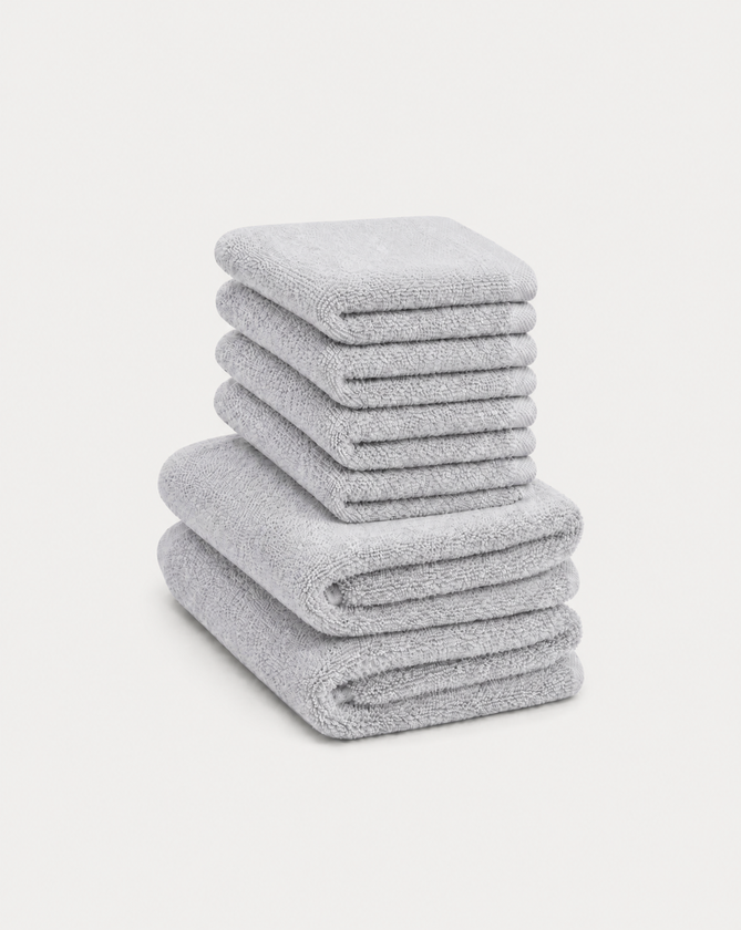 Gästehandtücher Zero-Twist-Baumwolle 30x30 cm (4 St.) + 40x60 cm (2 St.) | Silbergrau