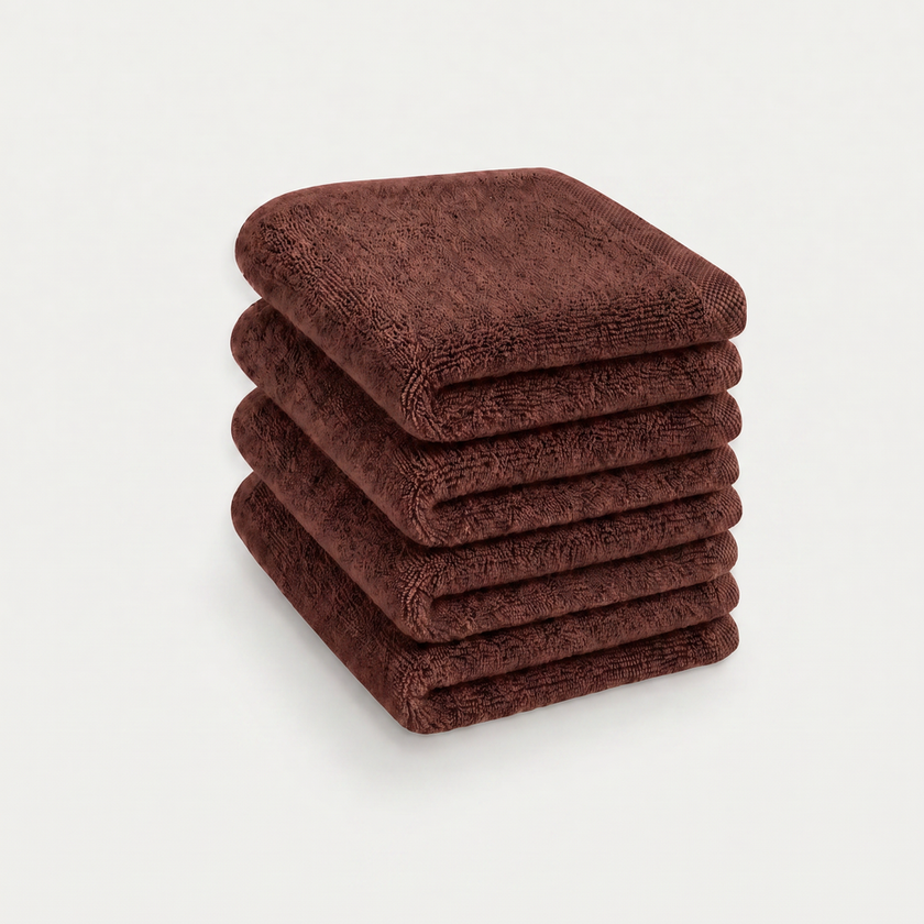Gästehandtücher Zero-Twist-Baumwolle 30x30 cm (4 St.) | Chestnut