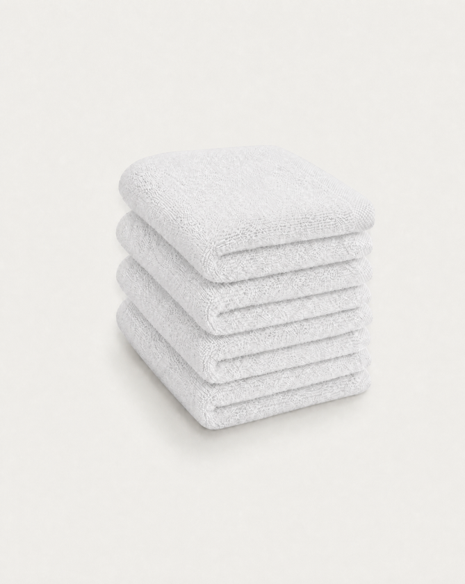 Gästehandtücher Zero-Twist-Baumwolle 30x30 cm (4 St.) | Weiß