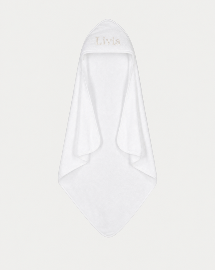 Baby-Badeponcho Zero-Twist-Baumwolle mit Bestickung | Weiß