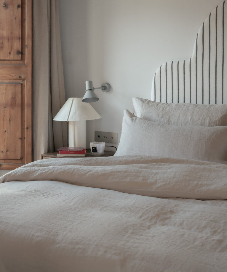 Bettwäsche Set & Spannbettlaken Gewaschenem Leinen | Oat