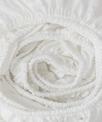 Spannbettlaken - Satin 400TC - Ägyptische Baumwolle - Weiß